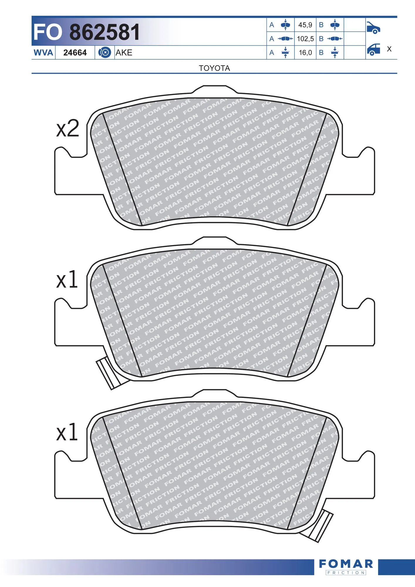 Brake Pad Set, disc brake
